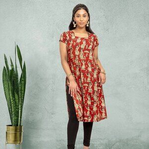 Red Printed Kurta, Tranquil Threads | Muvvas Boutique
